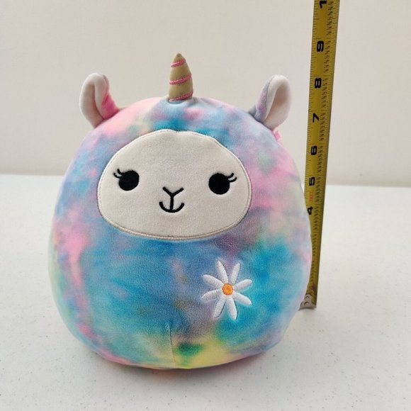 SQUISHMALLOW Lucy the Llama UNICORN with Daisy Rainbow Pastel 8" Stuffed Animal - Picture 8 of 9